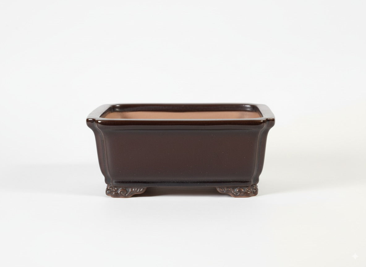 Black Ceramic Bonsai Pot - Rectangle 10" x 8" x 4"