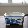 Blue on White Porcelain Bonsai Pot - Rectangle 8.5" x 6.5" x 4"