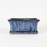 Marble Blue Ceramic Bonsai Pot - Rectangle with Attached Humidity/Drip Tray 8.5" x 6.5" x 3.5"